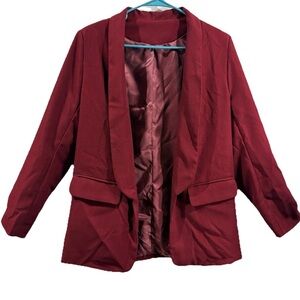Women’s Blazer Jacket Spring Workwear Burgundy Size L Boho